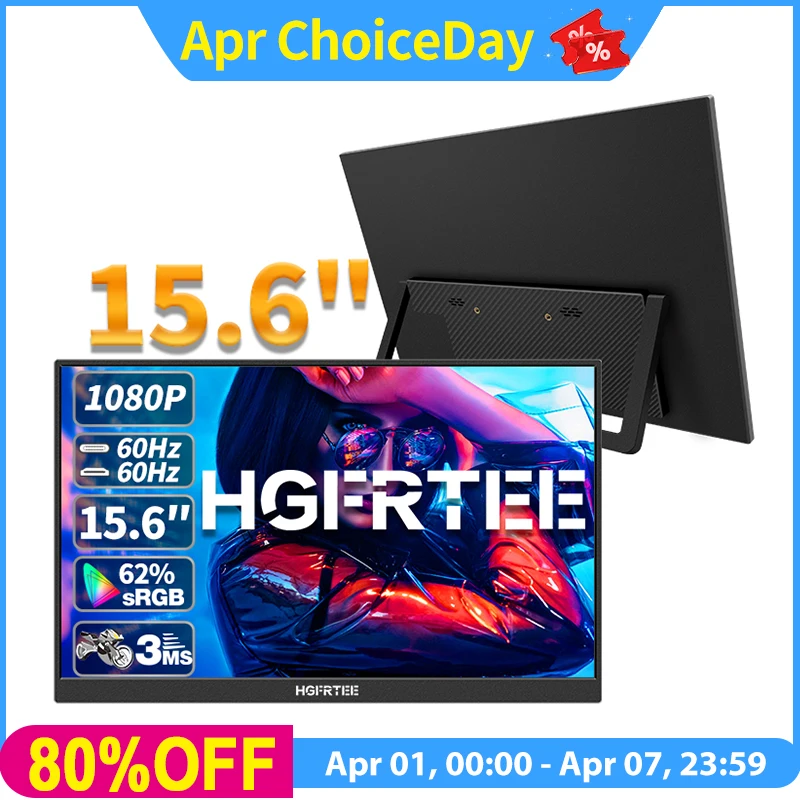 HGFRTEE 15.6inch Portable Monitor FHD-IPS Panel Second Screen for Laptop Gaming Extended Display with Type C HDMI