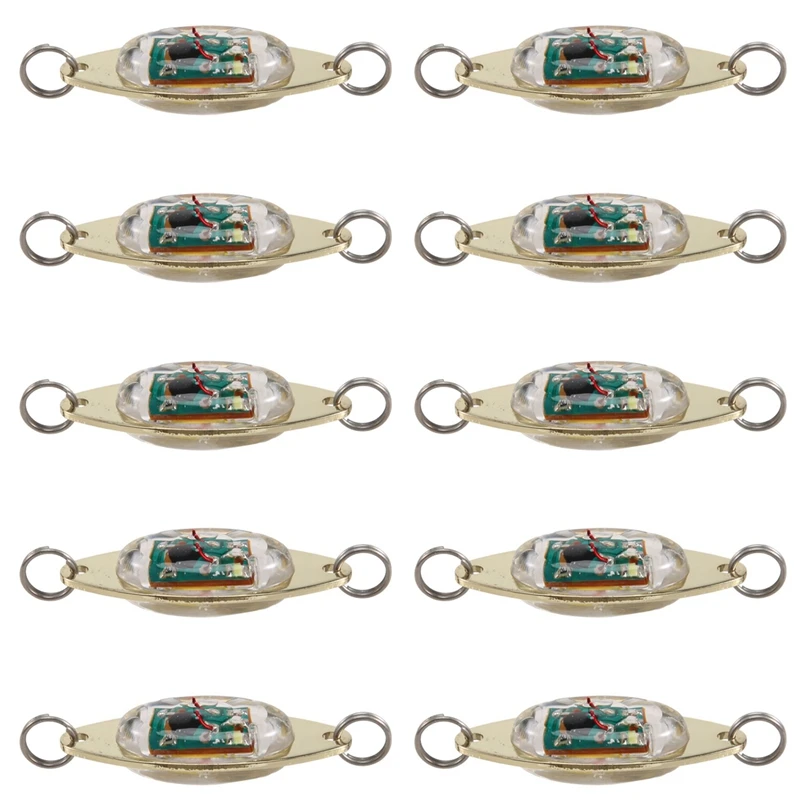 

10 Pcs LED Fishing Lures Fishing Spoons Underwater Flasher Bass Halibut Flasher Trolling Deep Drop Fishing Light