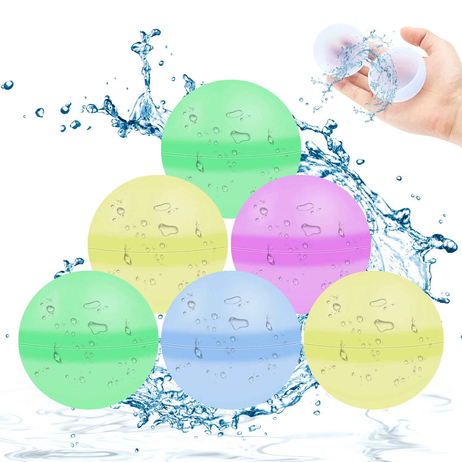 Reusable silicone water ball, spherical water ball toy with quick injection in summer, and fighting fun together
