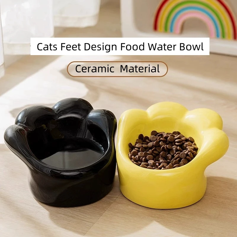 رائعتين الكرتون القطط باو وعاء الحيوانات الأليفة لطيف بسيط القطط قدم تصميم وعاء للقطط الكلاب الحيوانات الأليفة تغذية الغذاء وعاء الماء