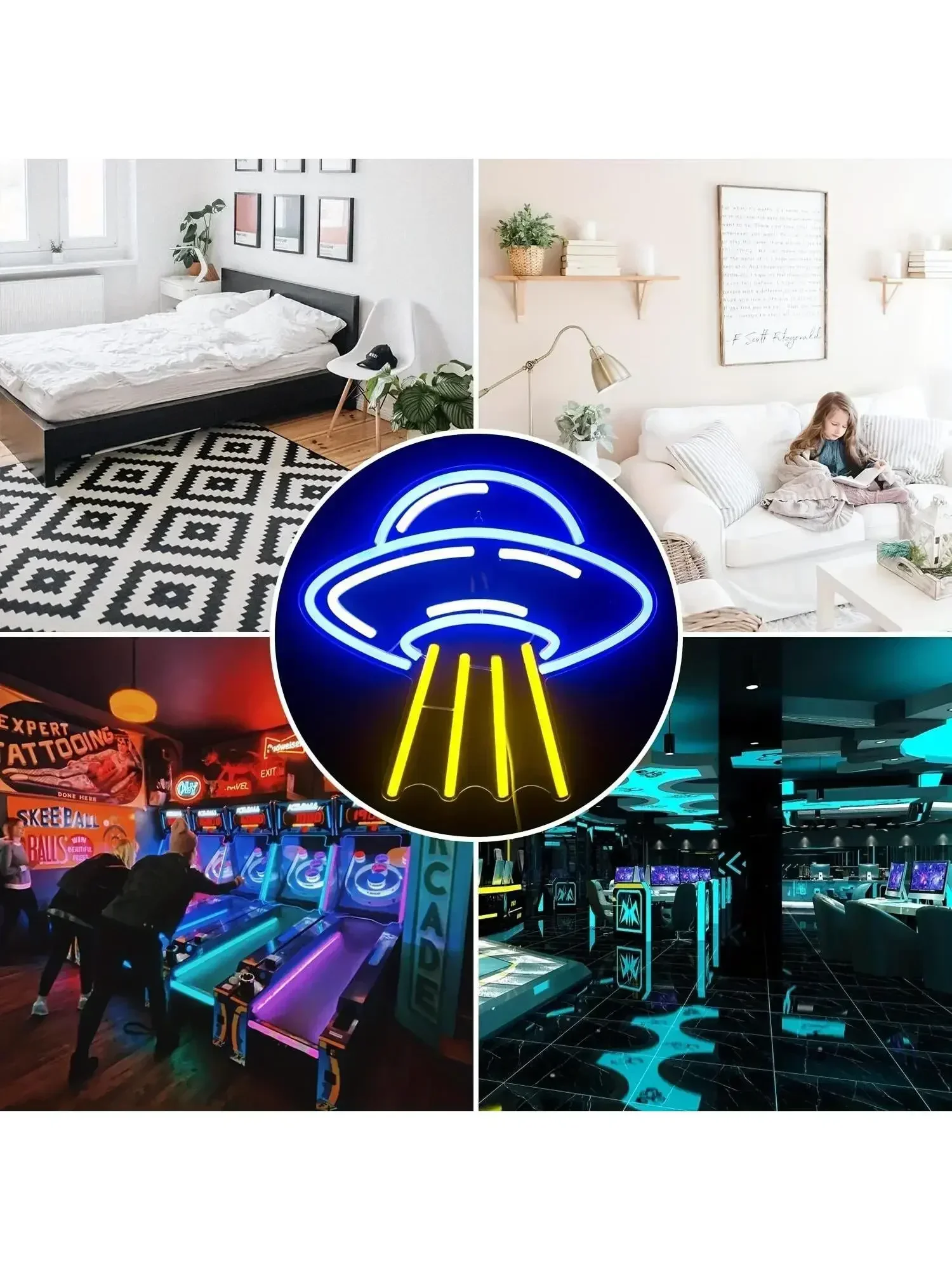 Description Picture 4 of itemUFO Alien Spaceship LED Neon Light for Bedroom Decor Acrylic Neon Wall for Kids Astronomy School Science Museum Decoration Gift