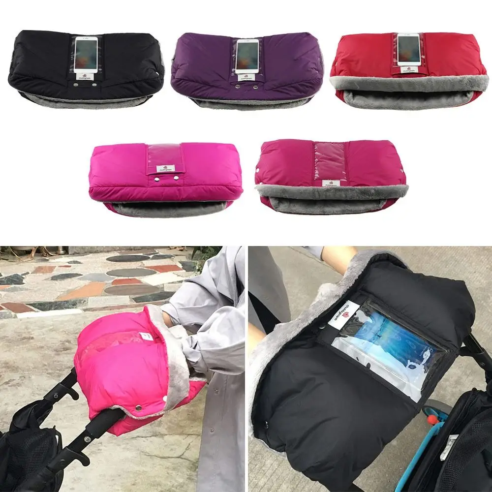 

Cart Pram Accessories Warm Waterproof Thicken Fleece With Phone Pocket Upgrade Stroller Glove Stroller Gloves Winter