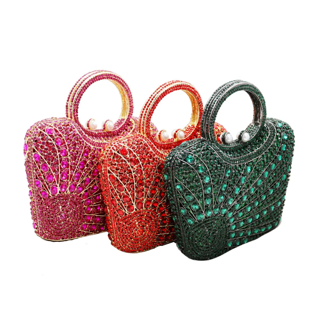 Pop Fashion Luxury Red Mini Tote Handbags Banchetto Ladies Pochette Bling Party Purse Wedding Bridal Bags Day Clutch Sm209