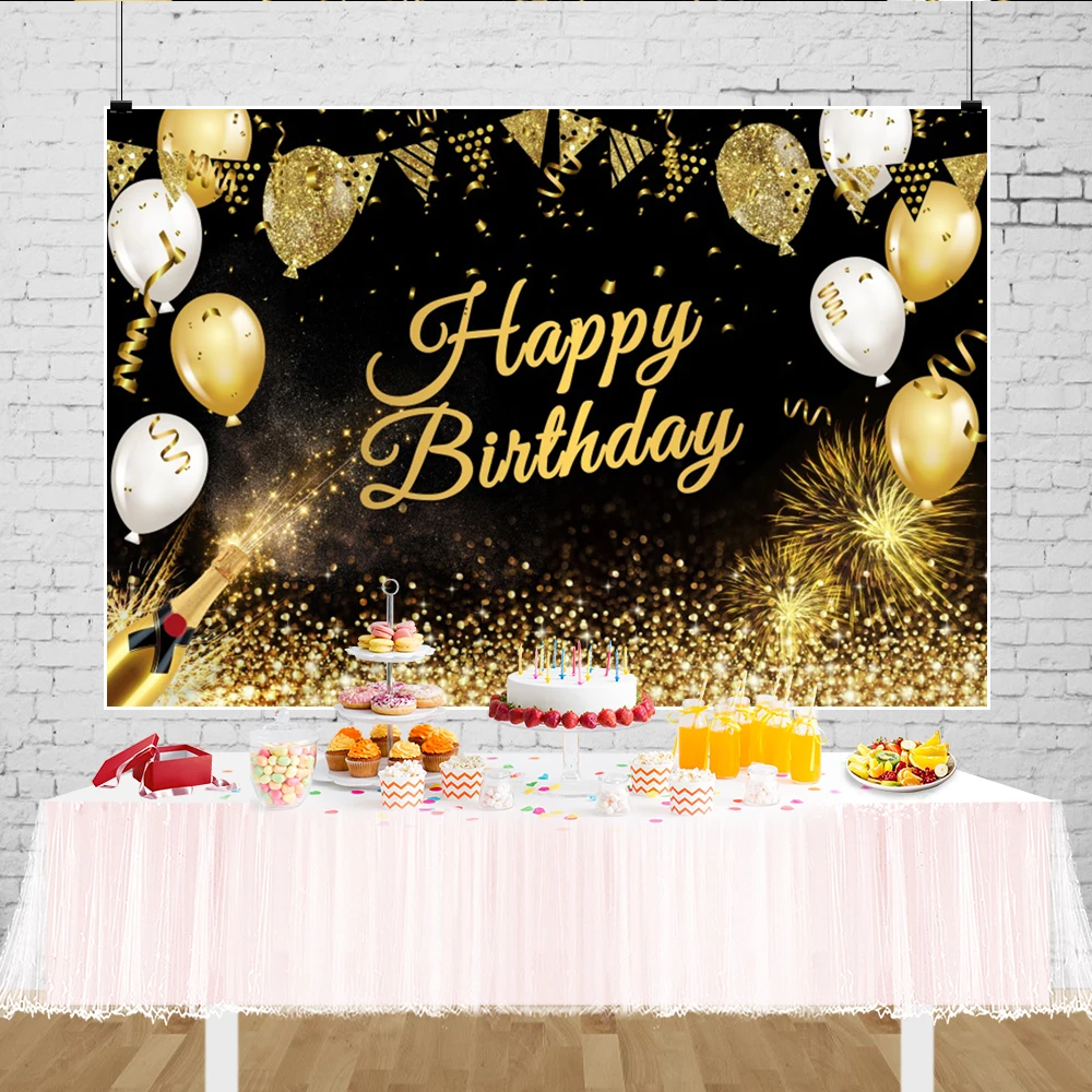 Adult Birthday Backdrops Photography Golden Glitter Spots Baby Shower Boy Girl Party Decor Photographic Background Photo Studio photo backdrop