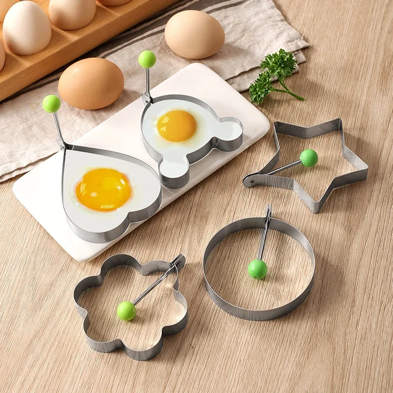 Egg Mold Egg Ring Stainless Steel Egg Shaper Mold DIY Breakfast Ham Deep Frying Pancake Rings Sandwich Non-stick Kitchen Cooking Accessor