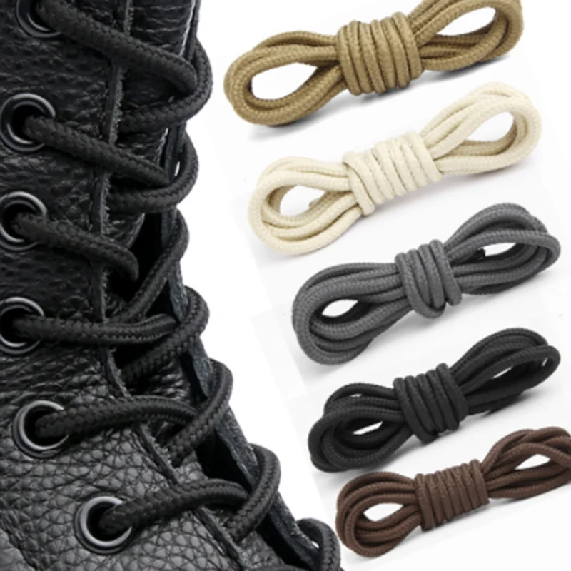 1 Pair classic solid round 120cm waxed polyester shoe laces boot laces sneaker shoelace 6 colors