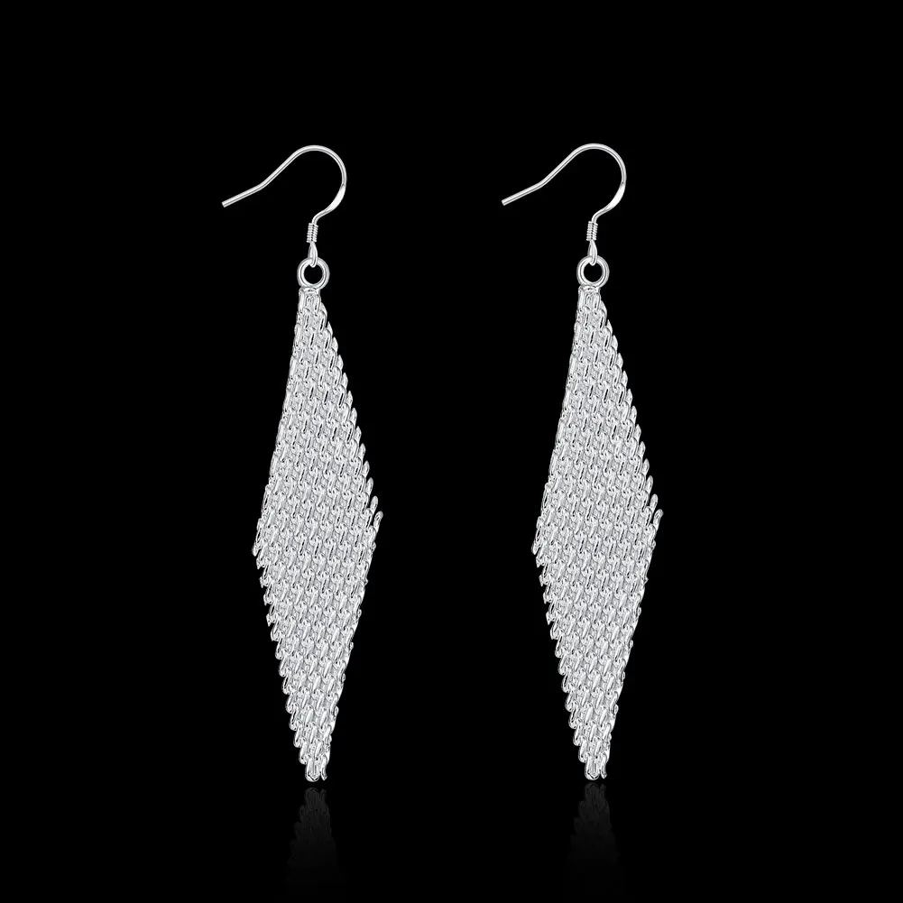 Charm 925 Sterling Silver Woven Mesh Earrings for Women Fashion Creative Holiday gifts classic party wedding Jewelry