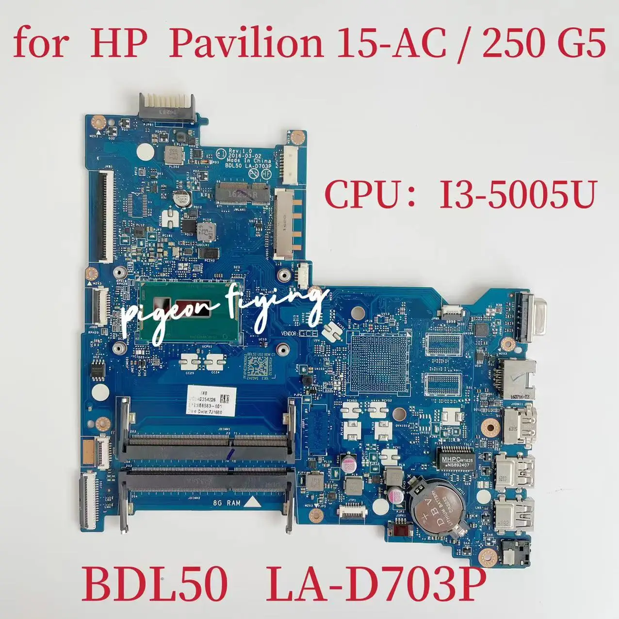 

Системная плата BDL50 для ноутбука HP Pavilion 250 G5, системная плата для ноутбука, центральный процессор: Φ SR244 DDR3 858583-601 100%, тест ОК