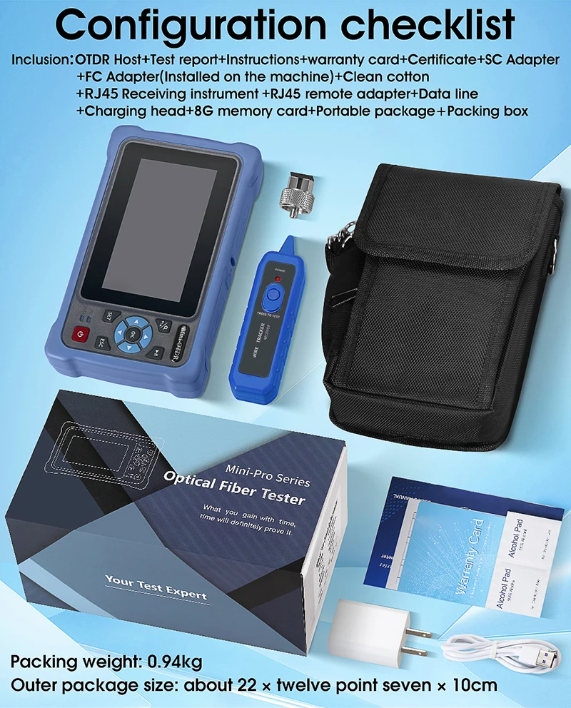 AUA800U/800A 100KM OTDR 24/22dB Touch Screen Optical Time Domain Reflectometer F