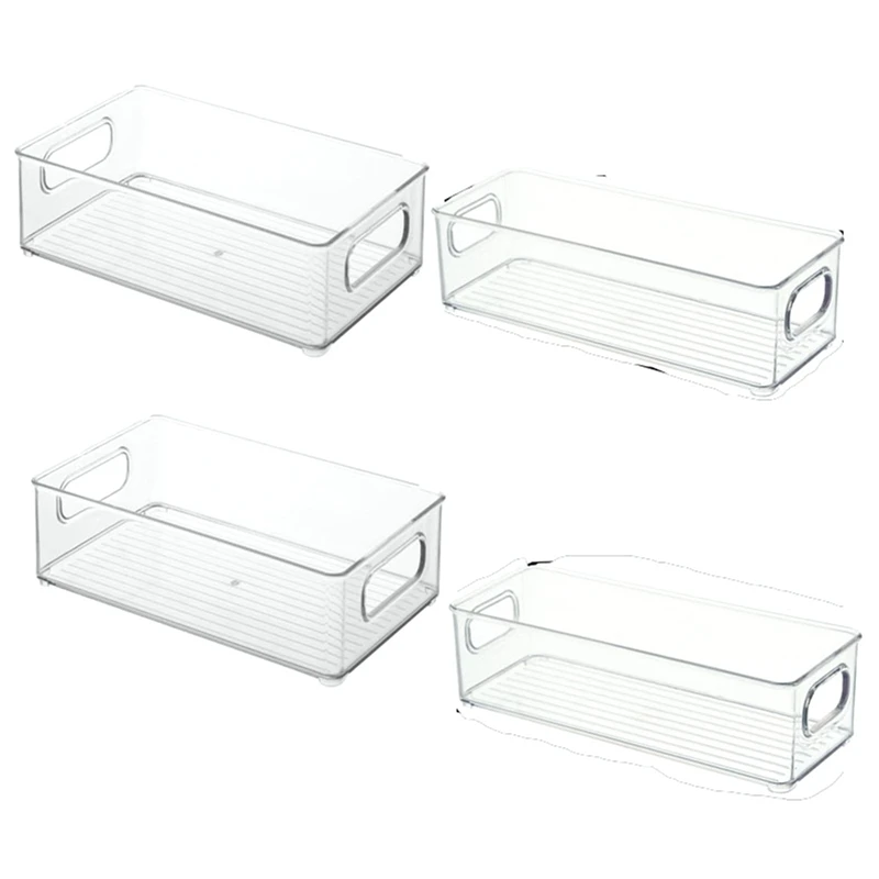 

Refrigerator Organizer,Stackable Clear Organizers Bins With Handles,For Kitchen And Cabinet Storage