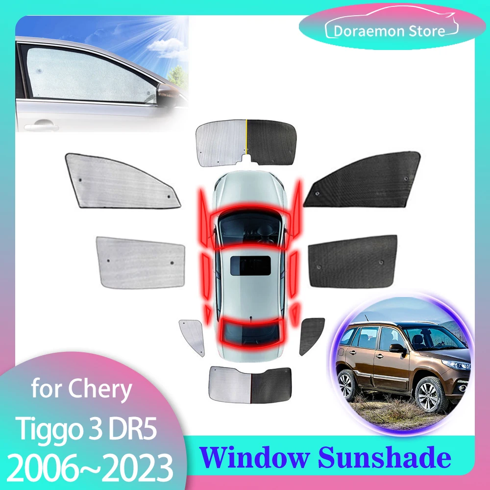 

Full Covers Sunshades for Chery Tiggo 3 DR Motor DR5 J11 Vortex Tingo MVM X33 2006~2023 Windshield Curtain Rear Window Sun Visor