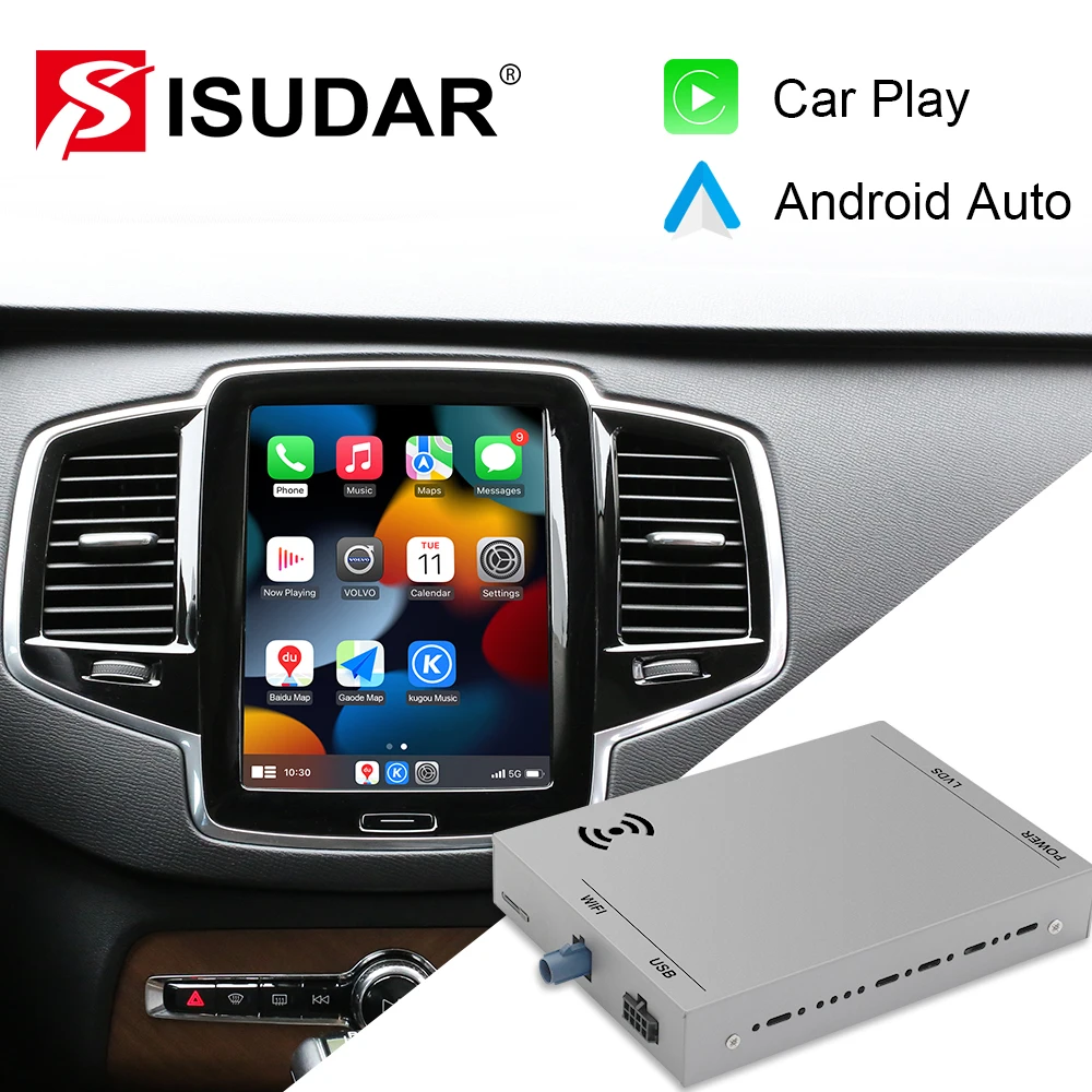 ISUDAR беспроводной Carplay для Volvo XC90/XC60/XC40/S90/S60 полный экран AI обновленный адаптер USB