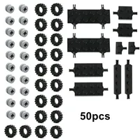 50 58PCS Mini Cars Wheel Axles Pack Tires 8 Models Building Blocks Parts MOC Enlighten Toys For Kids Assembly Small Bricks 2