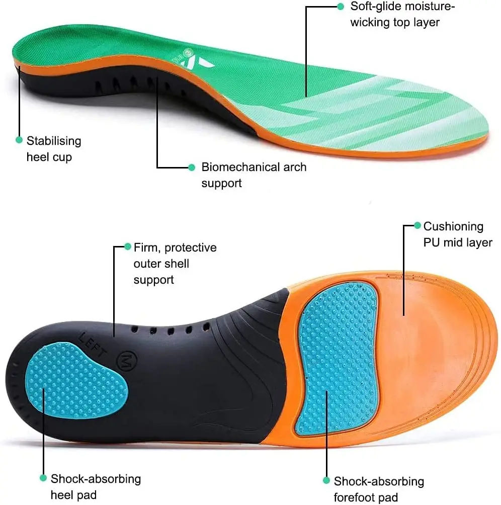 VALSOLE Plantar Fasciitis Orthotic Shoe Inserts,Athletic Running Insoles for Women and Men,Arch Support Gel Comfort Shoe Insoles