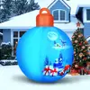 Christmas Inflatable Balls Decorations Blow Ups Christmas Ornament Blue Ball with Santa Gift Designed Pattern Indoor Outdoor Toy 5