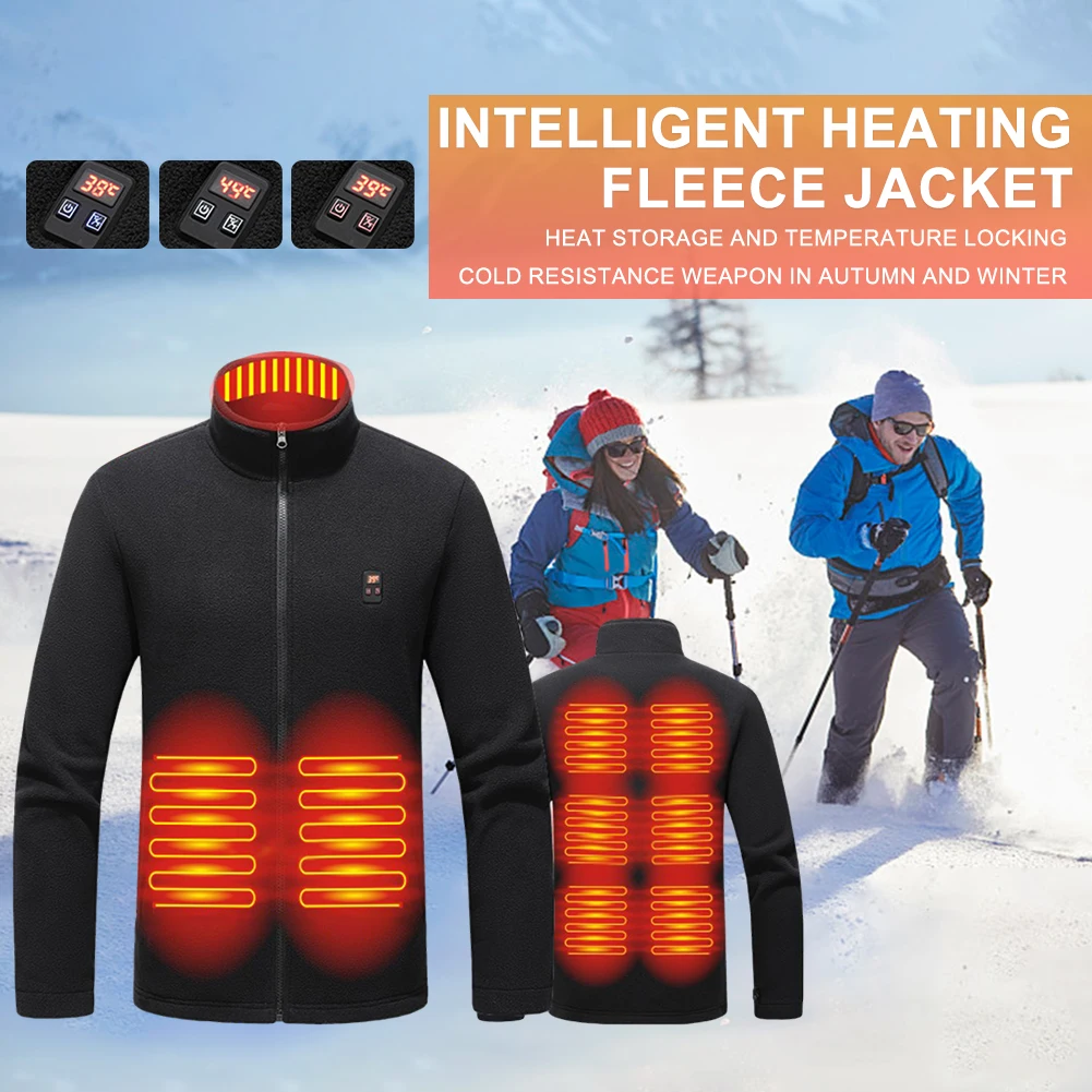 9 Heated Area Men Heated Jackets USB Electric Battery Long Sleeves Heating Jackets Warm Winter Thermal Clothing