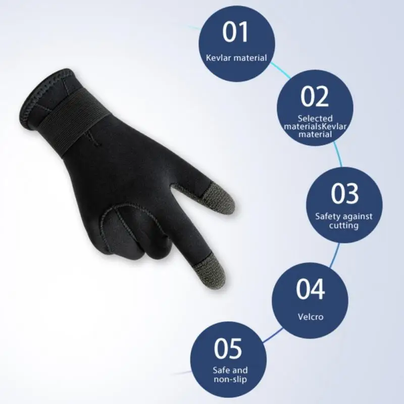 3Mm Warm Diving Gloves Anti Cutting Wear-Resistant Black Gloves Multifunctional Anti Slip and Crab Catching Diving Accessories