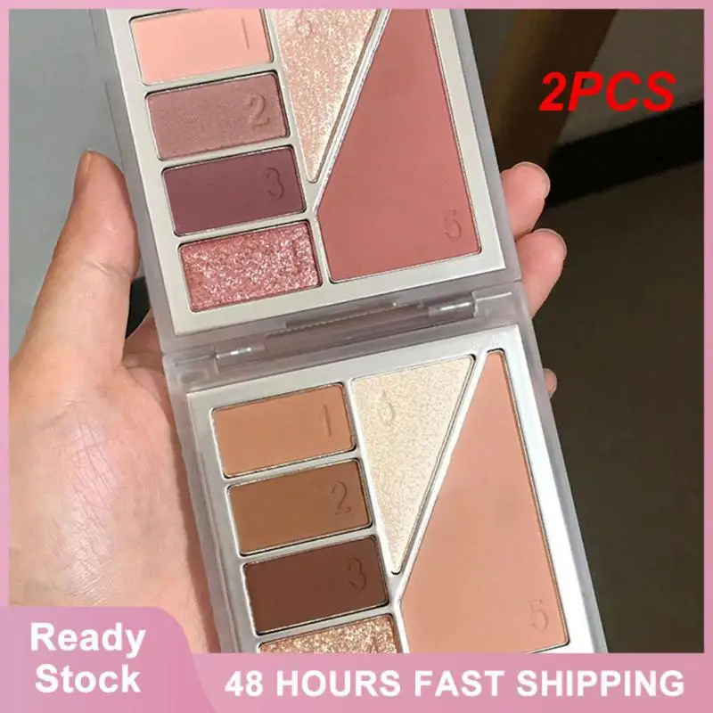 

2PCS Highlighter Eyeshadow Powder Glitter Eyeshadow Earth Color Woman Make Up Highlight Blush Matte Pearly Eye Shadow Palette