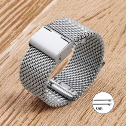 Sleek Milanese Mesh Stainless Steel Watch Band Bracelet - Multiple Sizes Available - 22mm (Silver)