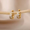 Boucles d'oreilles circulaires pour femmes, Vintage, Punk, rondes, baroques, en perles, en acier inoxydable, Clip d'oreille circulaire, bijoux cadeau Mujer