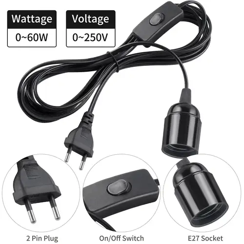 EU Plug 3.5m 6m Power Cord Cables E27 Lamp Base Holder With Switch Wire For Pendant Led Bulbs Fixture Hanglamp Suspension Socket - Image 2