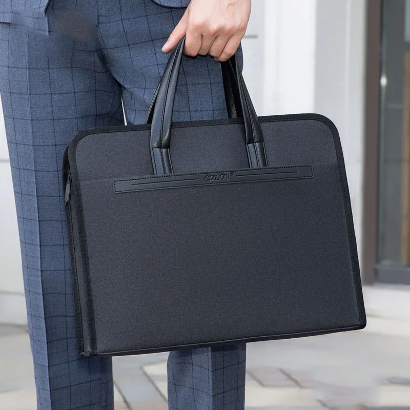 Men's Oxford Casual Briefcase Multi-layer A4 Office Zipper Bag Large Capacity Business Bag Male Business Handbag Conference