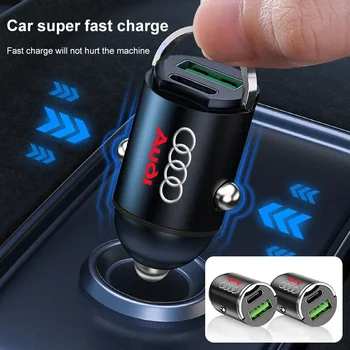 1Pcs 100W/200W Car Charger USB Type-C Fast Charging Adapter Car Accessories For Audi A4 A3 A5 A6 A7 A8 Q3 Q5 Q7 Q8 B5 B6 B7 B8 1