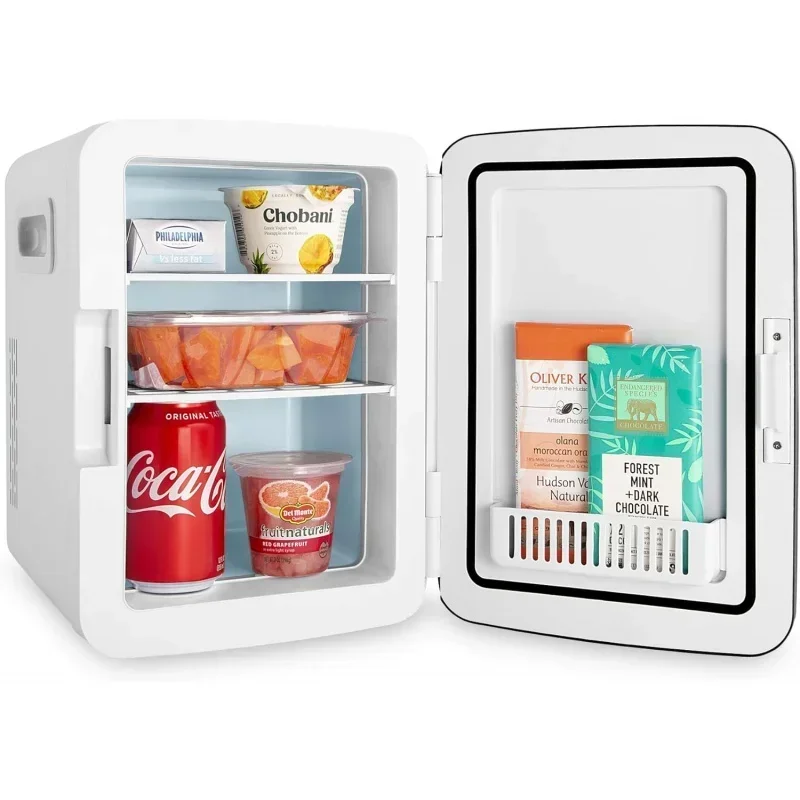 QWCooluli 10L Mini Fridge for Bedroom-Car,Office Desk;College Dorm Room-12V Portable Cooler;WarmerBeauty,AC/DC Small Refrigerato
