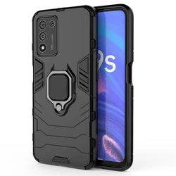 Armored Magnetic Suction Stand Full Protective Case for Realme Q3 Pro 5G (DarkBlack)