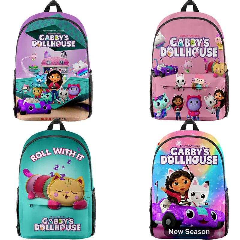 

Cartoon Gabbys Dollhouse Backpacks Students Gabby Cat backpack Boys Girls Back to School Bookbag Teens Travel Bag kids Mochila