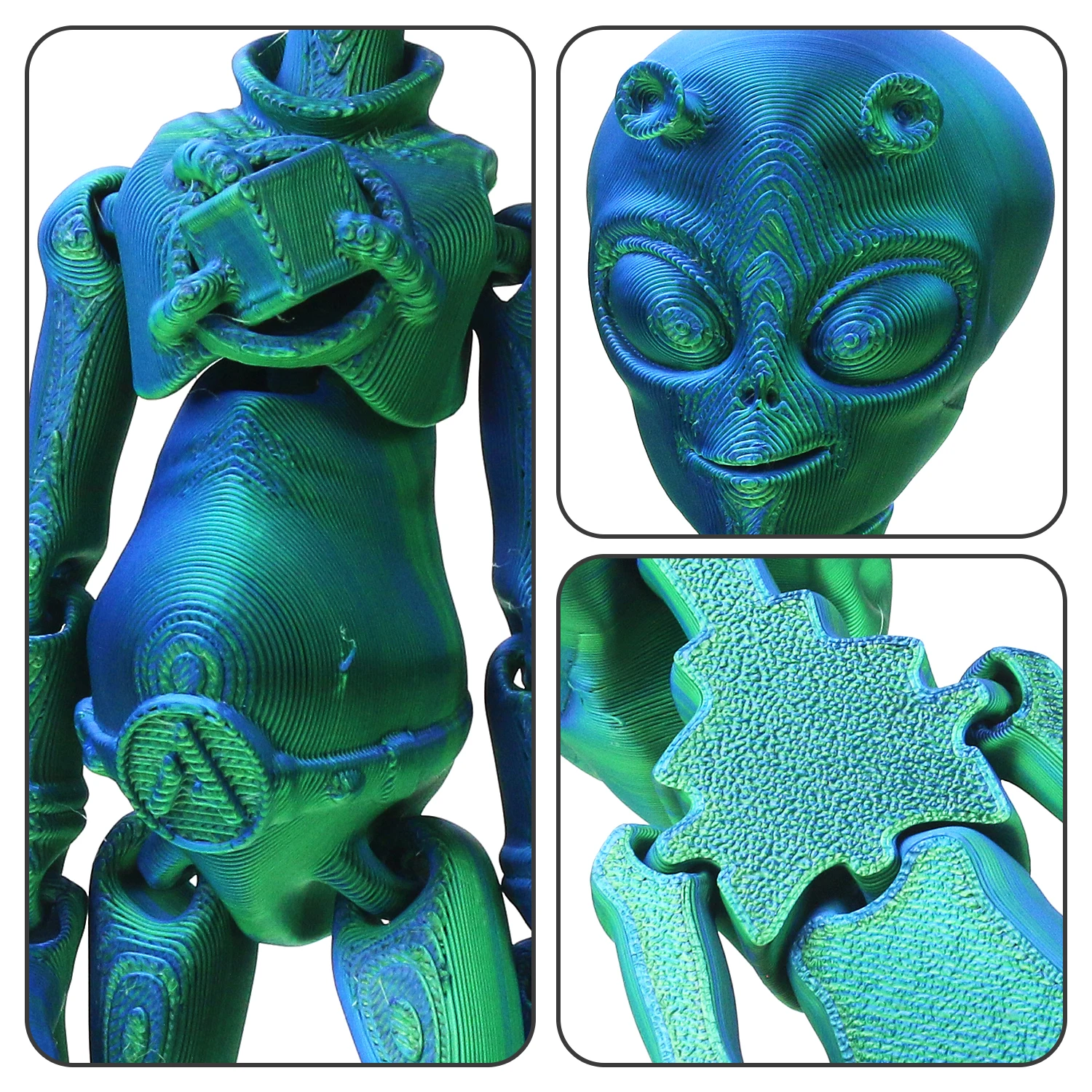 3D alien ornament with movable joints, creative Halloween, Christmas gifts, handmade holiday decorations 3