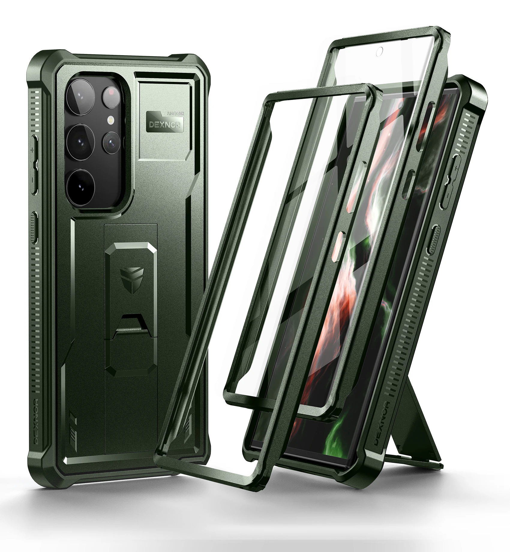 Heavy Duty Military Grade Protective Case with Built-in Screen Protector and Kickstand