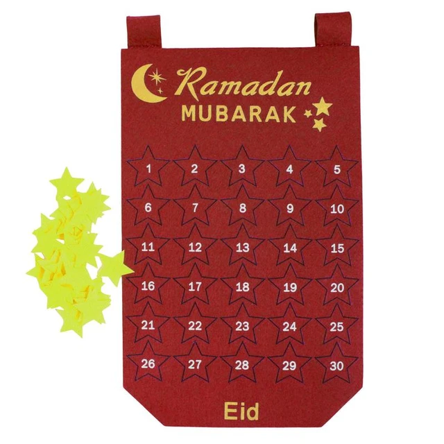 Calendrier de compte à rebours du Ramadan en feutre, calendrier de l'avent  musulman, 30 jours, 30 étoiles, tentures Eid Mubarak - AliExpress