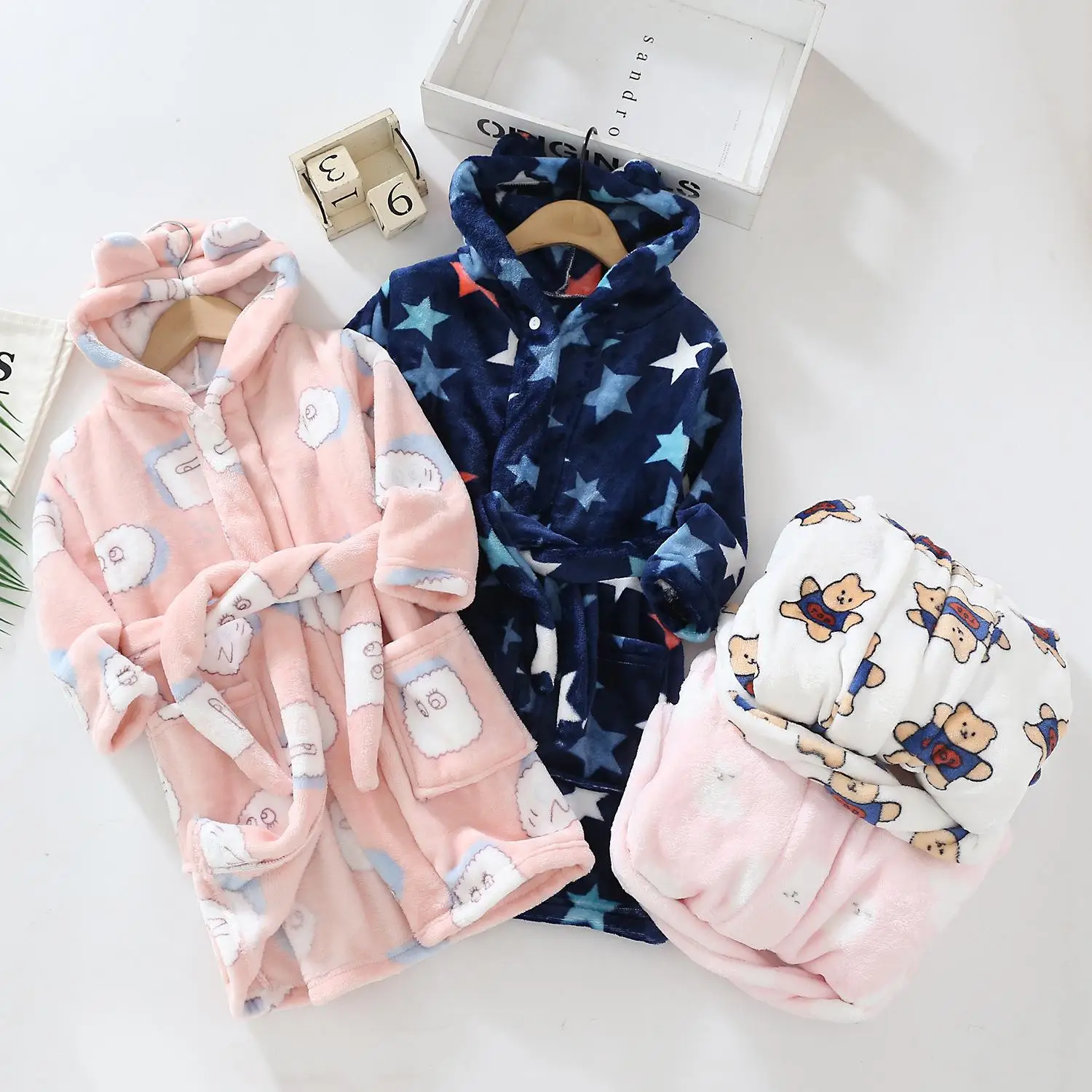 Kids Bathrobe Baby Girls Winter Flannel Robes