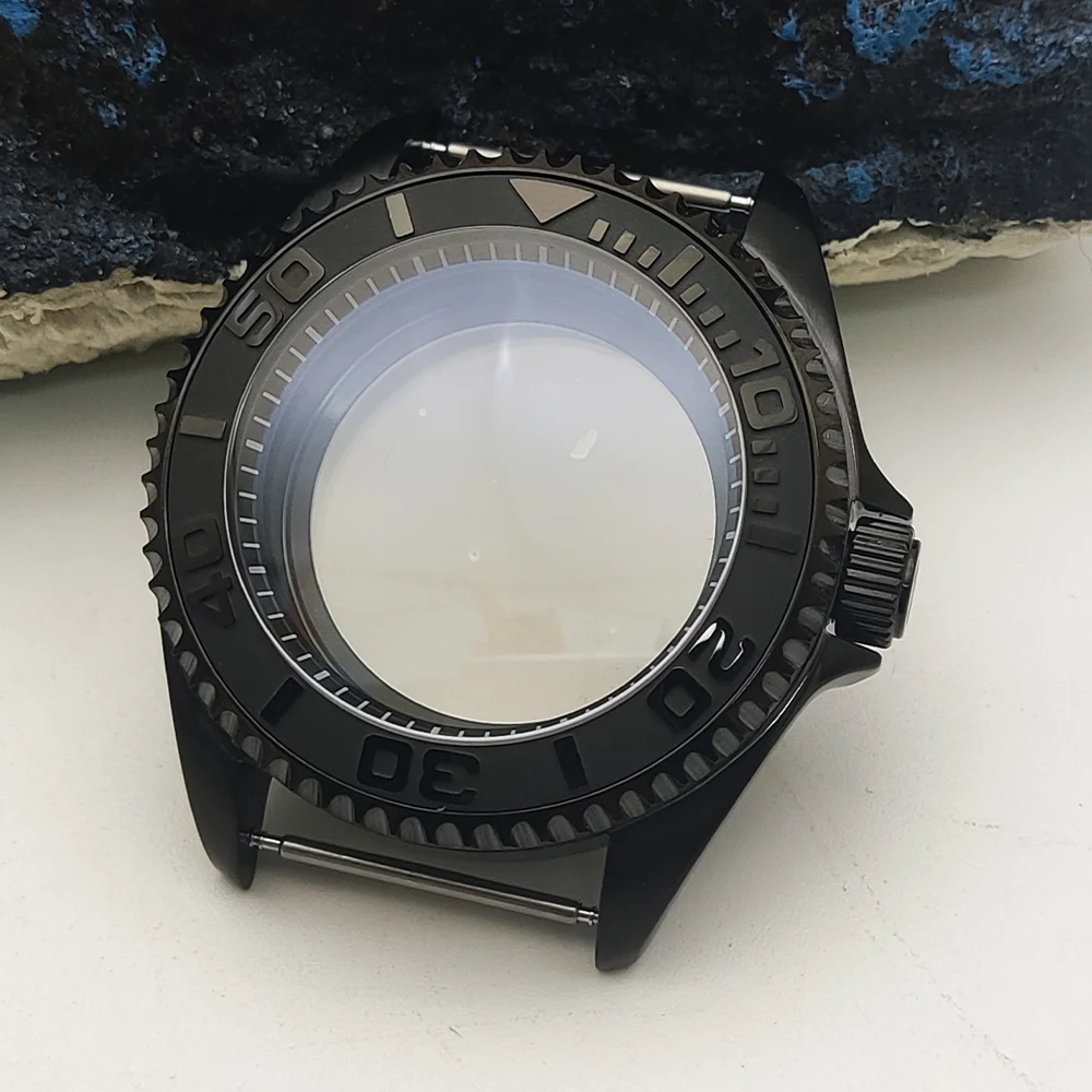 Cassa Dell'Orologio Nera Da 42Mm Custodia Nh35 Per Movimento Seiko Nh35/36 Con Parti Di Modifica Dell'Orologio Con Lunetta In Ceramica Di Vetro Zaffir