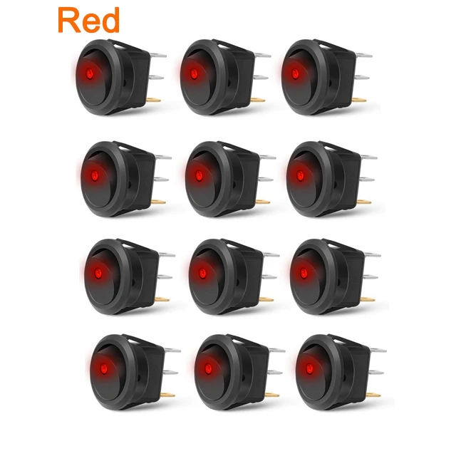 Interrupteur LED à bascule rond 12V, commande marche-arrêt avec support de  panneau, support de montage pour voiture et camion, 12 pièces - AliExpress