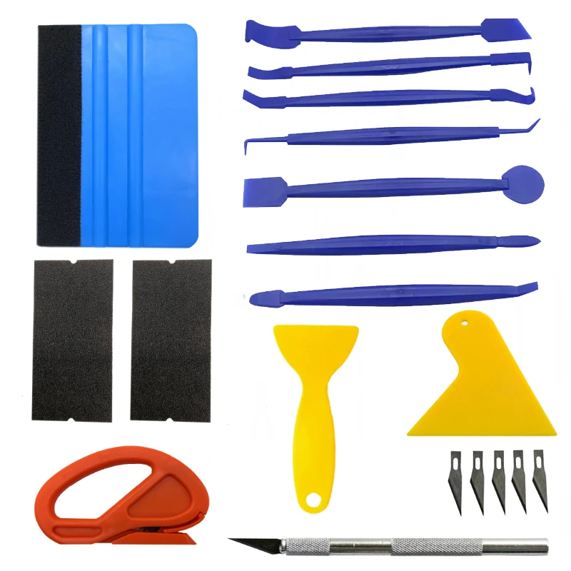 Car Wrapping Tools 19Pcs/10Pcs Car Wrapping Vinyl Tool Kit Window Film Tint Tools Car Wrap Sticks Edge Trimming Squeegee Tinting Felt Edge Squeegee