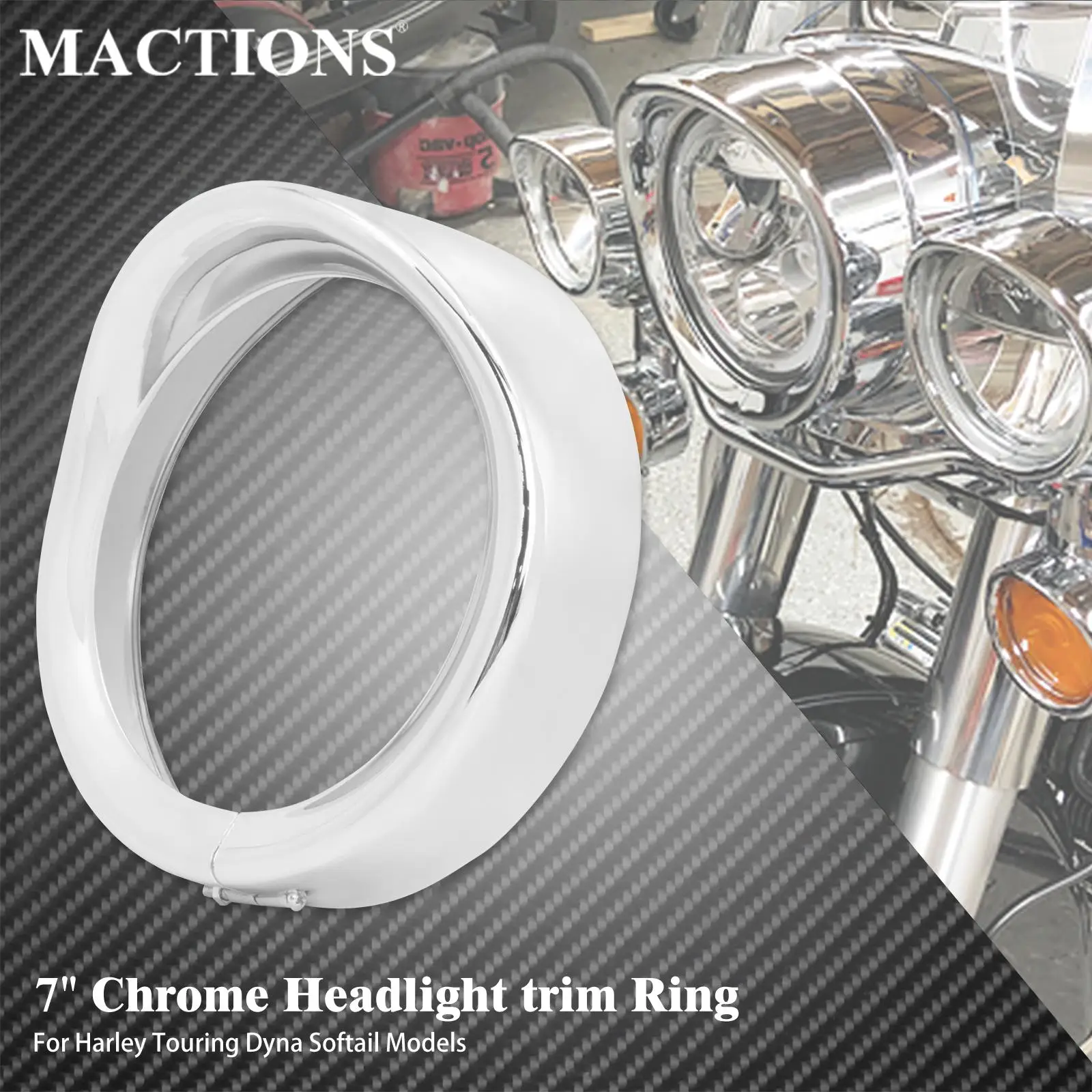 Motorcycle 7'' LED Headlight Trim Ring Visor Style Bezel Headlamp Cover