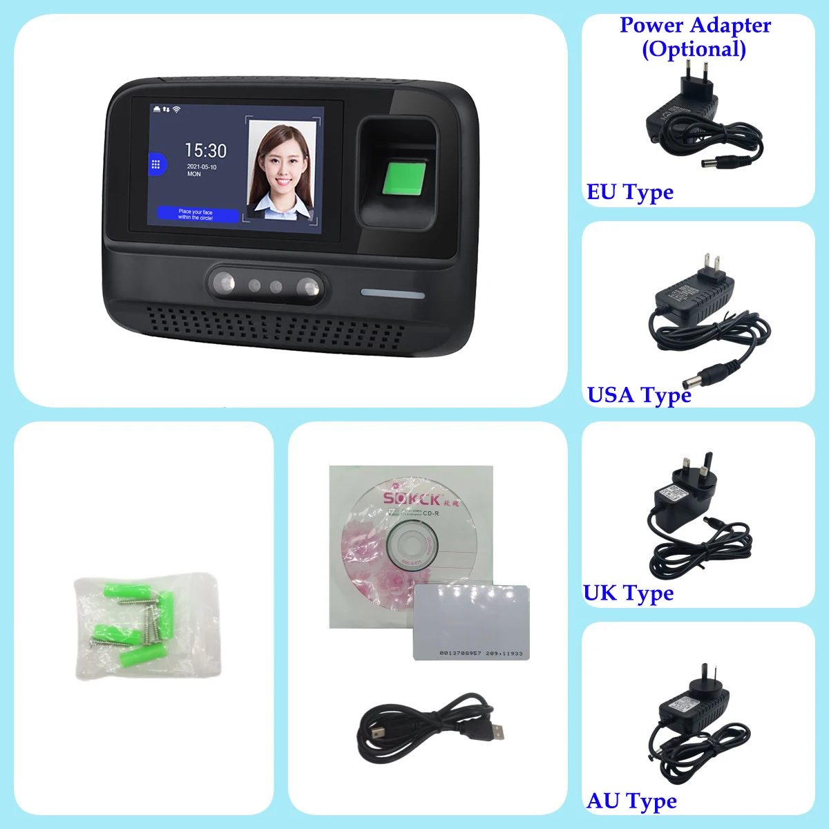 WiFi Facial Face Recognition Time Attendance Machine Desktop Fingerprint Card Empolyee Electronic Attendance Management System