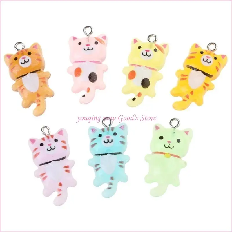 57qa 10pc Creative Katzen Anhänger Accessoire Harz Katzen Charme Variante für unverwechselbare handgefertigte Schmuck und – Detail 1