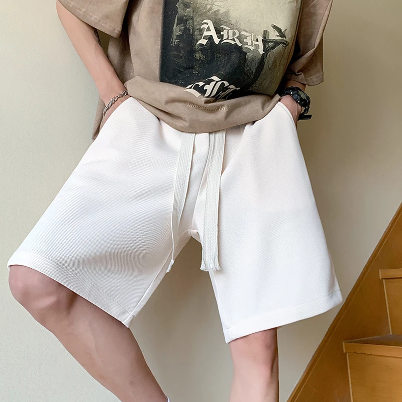 Men Clothing 2024 Summer Japanese Style Casual Streetwear Harajuku Knee Length Pants Male Solid Loose Sports Jogger Beach Shorts