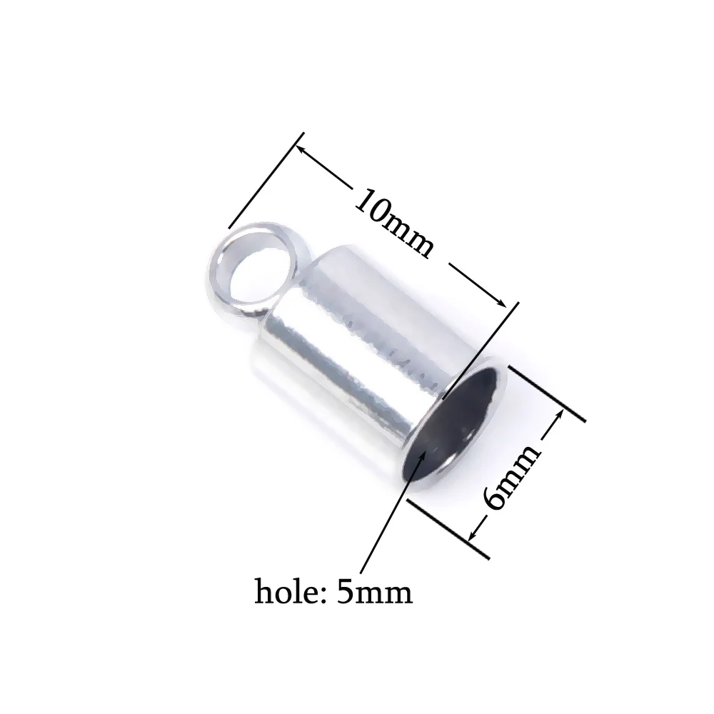 XHN 20 Stück Edelstahl-Endkappen für Lederband, Halskette, Armband, Quastenkappen, Verbinder für die DIY-Schmuckherstellung – Detail 10