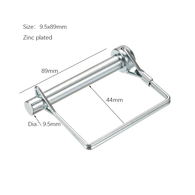 Trailer Square Hitch Pin Lock Diameter3/8" (9.5mm) Zinc Plated Truck RV Parts Camper Accessories Caravan Components