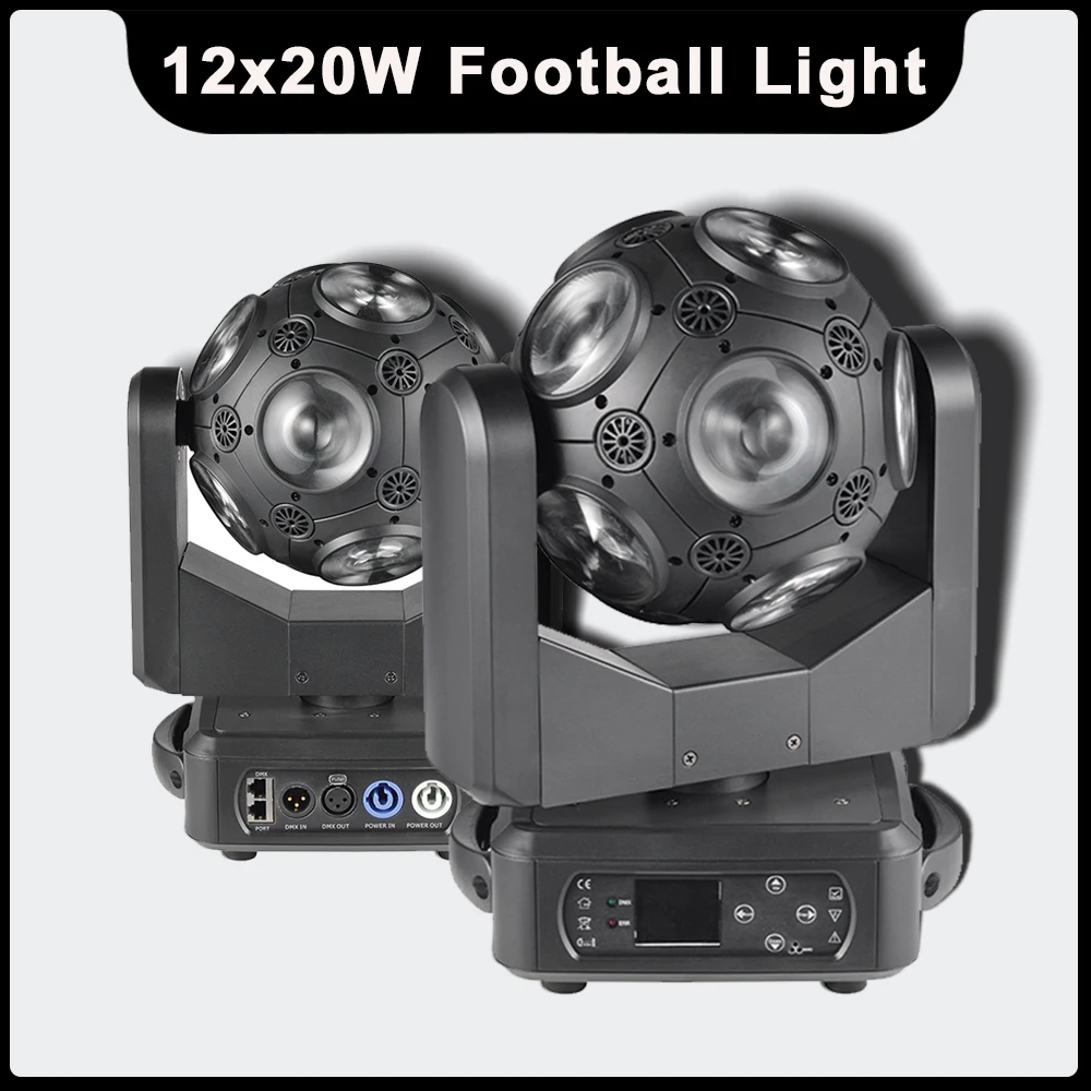 

YUER Football Beam 12x20W RGBW 4in1 LED Football Moving Head Light Infinite Rotation DJ Disco Party Beam Stage Lighting Effect