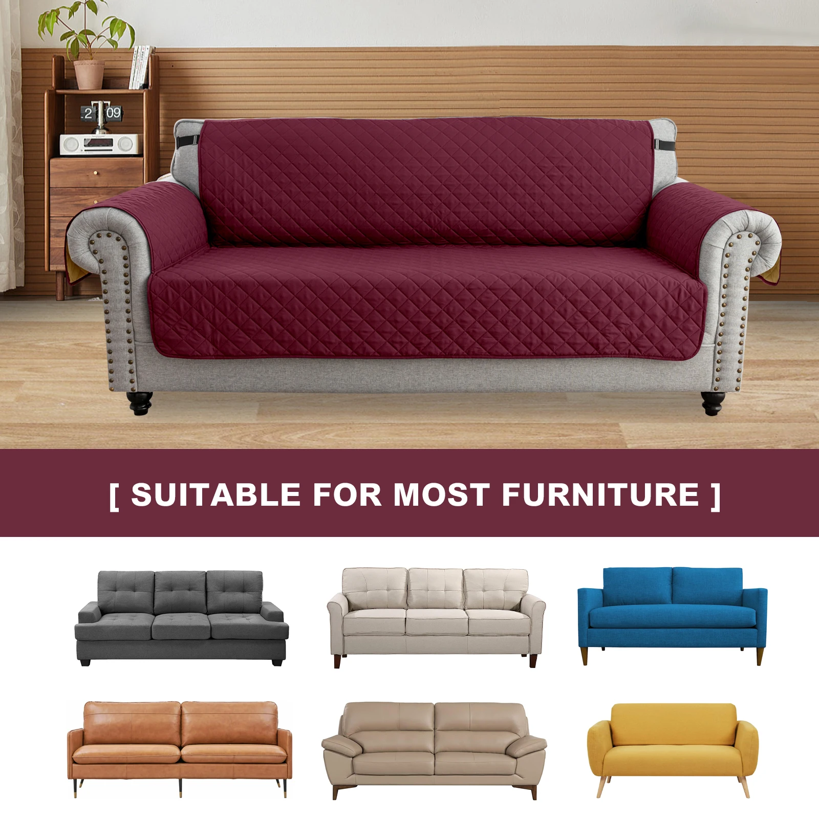 Chair Cover Sofa Cover Furniture Cover 1 pc Waterproof Sofa Cover Quilted Anti-wear for Dog Pet Kids Recliner Armchair 1/2/3/4 Seater Protect