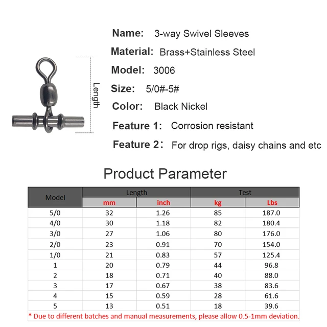 20/100pcs/lot Swivel Sleeves 3-way Fishing Swivels Crane Swivel Cross Line Fishing Connetor Saltwater Terminal Tackle 3