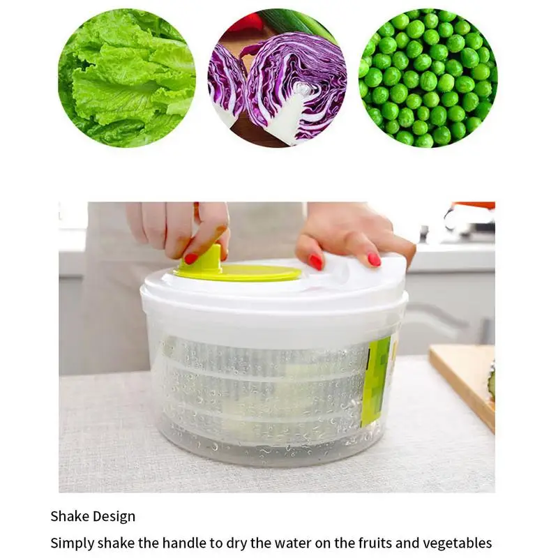 Salad Spinner Large Capacity Rotary Vegetables Dryer Salad Spinners Lettuce Leaf Vegetable Dehydrator Fruit & Vegetable Washing Drainer Basket