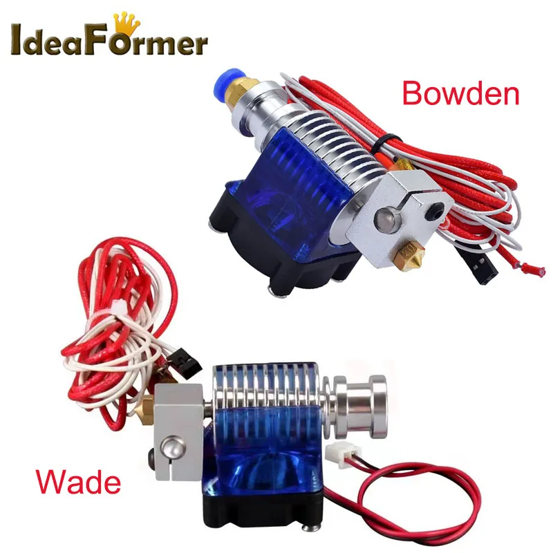 V6 J-head 12 فولت 24 فولت جميع المعادن Hotend Wade أو Bowden 1.75/3.0 مللي متر خيوط فوهة مروحة التبريد قوس كتلة الثرمستورات بالوعة الحرارة عدة