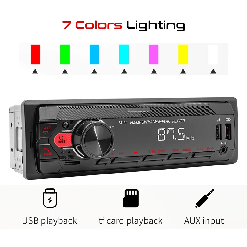 Radio con Bluetooth A2DP para coche, reproductor multimedia con manos  libres, RDS, FM, AM, TF, USB, Aux, aplicación remota, ISO, estéreo, 1 Din,  DAB Plus, 1089DAB - AliExpress