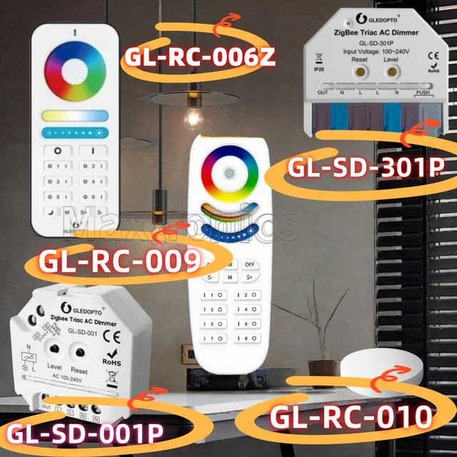 NEW GL-SD-001P/301 Triac AC Dimmer Zigbee 3.0 Ultra Mini LED Dimmable Push Switch Smart App การควบคุมเสียง Hu/e Tuya Alexa 1